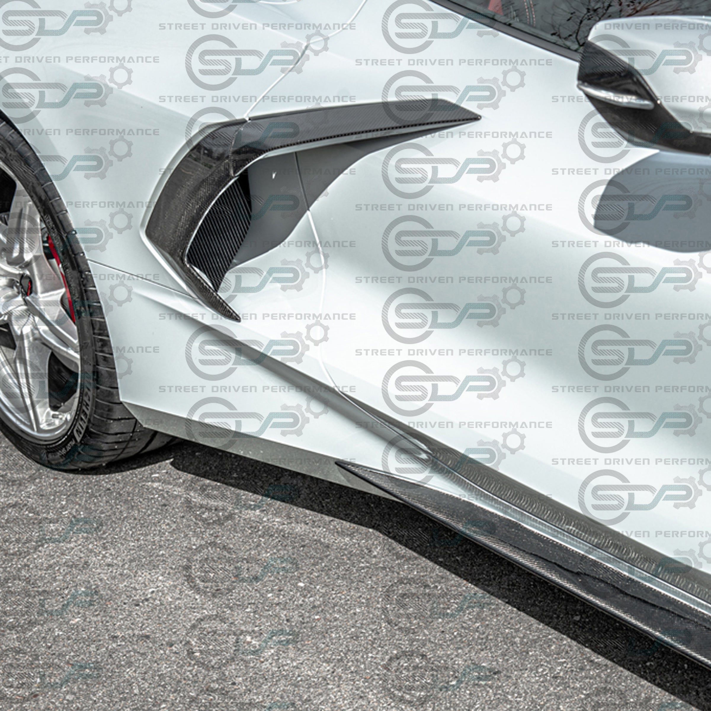 2020+ C8 Corvette - Carbon Fiber Side Door Handle Vent Trim Pair